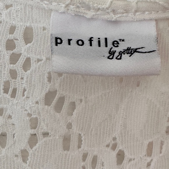 Profile by Gottex White Sheer Floral Lace Swim Coverup Dress Stretch Hi-Low Hem - Picture 3 of 16